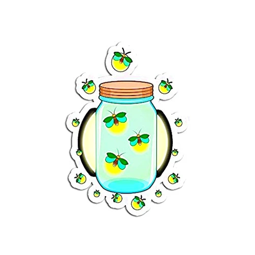JOHN AND MIKE DESIGNS Fireflies Bugs in A Jar Firefly Lightning Insects - Sticker Graphic - Auto, Wall, Laptop, Cell, Truck Sticker for Windows, Cars, Trucks