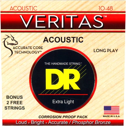 DR Strings VTA-10 Veritas Phosphor Bronze Acoustic Guitar String 10-48 Extra Light