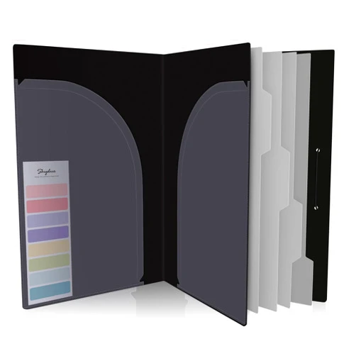 SKYDUE Document Organizer Folio, 5 Pocket Expanding File Folder, Accordion File Organizer，Portable Paper Organizer，School Office Supplies Black