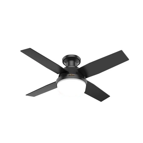 Hunter Fan 50400 Dempsey 44-Inch Indoor/Outdoor Low Profile Ceiling Fan with LED Light Kit, Remote Control, Whisper-Quiet Motor, Matte Black Finish, Flush Mount