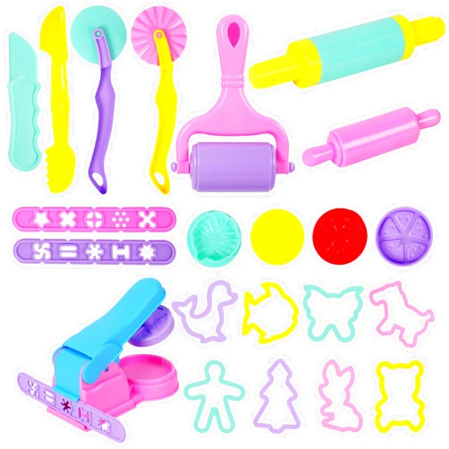 Oun Nana Playdough Tools and Accessories for Kids, 22 PCS Macaron Color Plastic Playdough Toys with Animal Cutters, Play Dough Tools Set for Kids Ages 2-8, Random Color