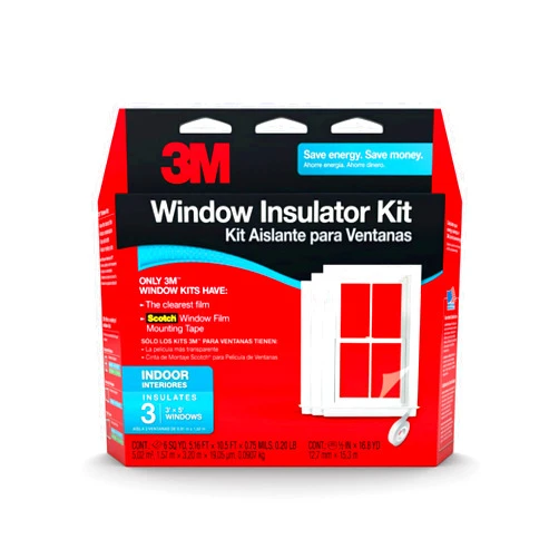 3M Indoor Window Insulation, Insulator Kit for 3 Windows 3ft x 5ft, Keeps Cold Air Out and Warm Air In, Includes Heat Shrink Window Film and Scotch Window Film Mounting Tape (2130W-6)