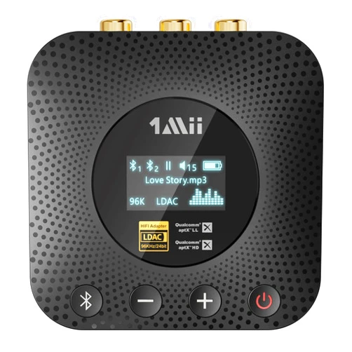 1Mii B06HD+ Hi-Res Bluetooth 5.1 Music Receiver for Home Stereo w/LDAC, Hi-Fi Bluetooth Adapter w/Audiophile DAC aptX HD Volume Control OLED Display, Wireless Audio Adapter for AV Receiver/Amplifier