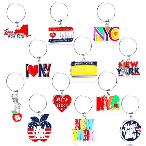 Landical New York Souvenirs Gifts NYC Metal Keychain Star USA Flag Statue of Liberty Key Ring I Love New York Souvenirs