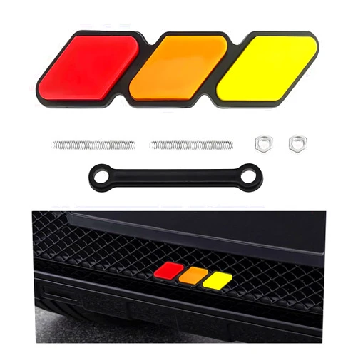 MTRPS Tri-Color Grille Badge Emblem, Classic Front Grille Decoration Retro Car Truck Label, 3-Color Stripe Decor Exterior Accessories for 4Runner (D)