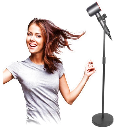 Hainow Hands Free Hair Dryer Stand Holder - 61in Adjustable Height Blower Stand Holder Floor Stand, Heavy Duty Metal Blow Dryer Stand with Heavy Base, 180° Rotatable Lady Hair Drying Holder for Women Pets