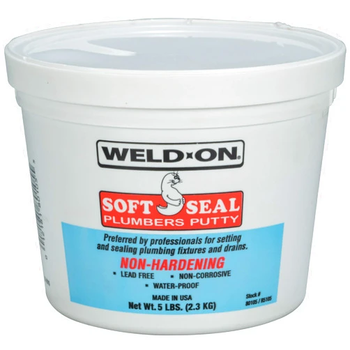 WELD-ON 80105 Soft Seal Stain-Free Plumber's Putty - Lead-Free, Non-Corrosive, and Waterproof, 5 Pounds