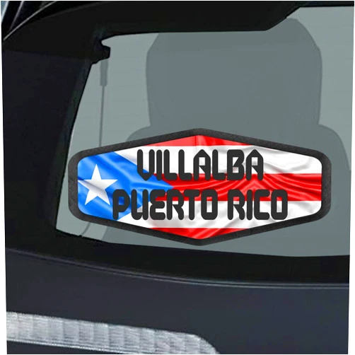 Makoroni Villalba Puerto RICO Puerto Rican Flag, CAR Magnet-Magnetic Bumper Sticker 3.5x8 or 4.5x10 inc., DesT8