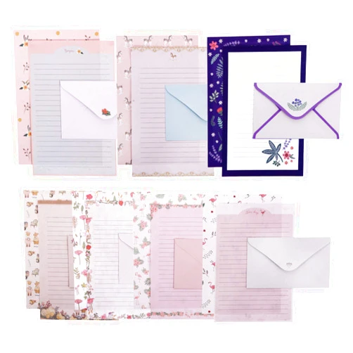 NUOBESTY 8 Sets Animal Envelope letterhead Writing Paper with envelopes Stationery Paper Japanese Stationery Japanese Accessories Floral Letter Paper Letter Writing Envelope Paper Wedding