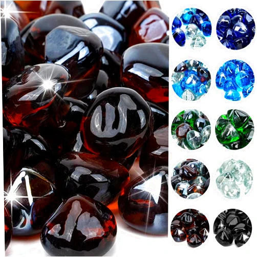 Only fire onlyfire 10-Pounds Fire Glass Diamonds for Propane Fire Pit, 1 Inch Reflective Firepit Glass Rocks Stones for Gas Fireplace and Fire Pit Table, Amber