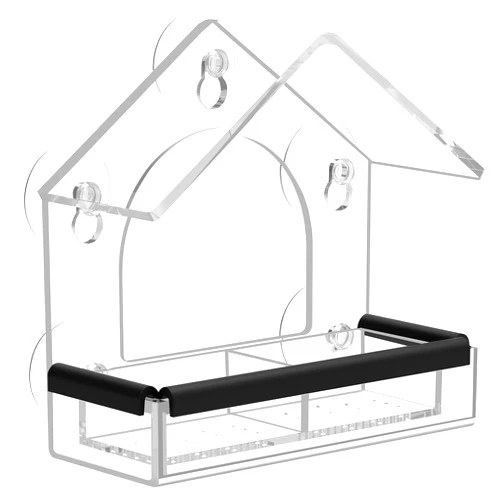 DY-SKTY Clear Window Bird Feeder with 5 Extra Strong Suction Cups, DY-SKTY Sturdy and Durable Acrylic Bird Feeders for Viewing Wild Bird Outside, as a Bird Watching Gift, Outdoor Bird Feeder, and Garden Decor