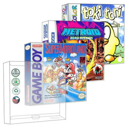 MALKO Video Game Protector Compatible with: Original Game Boy | Color & Gameboy Advance Game Box | Clear Plastic Sleeve | 10 PACK