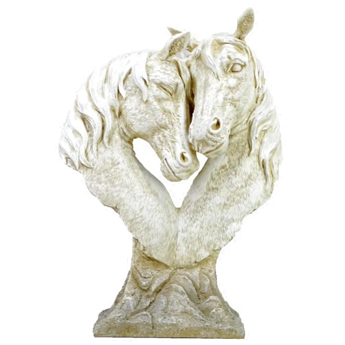 YHHRESINHOME 16-inch Loving Horses Table Sculpture - Made of Resin - Display Decor for Horse Lovers Bedroom, Living Room - Animal Head Bust Statues