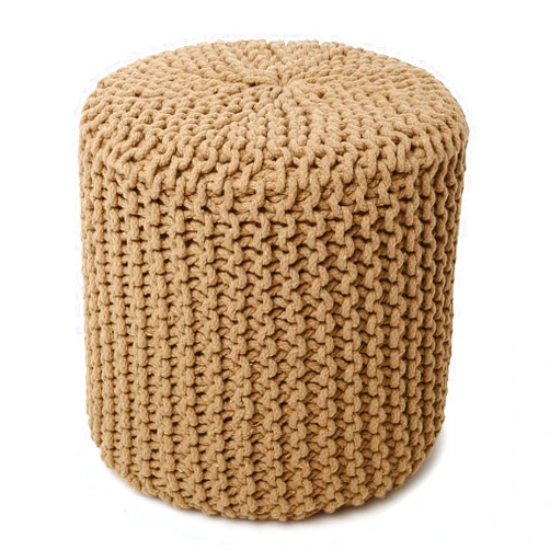 REDEARTH · Cylindrical Hand Knitted Pouf - Foot Stool Ottoman - Cord Boho Pouffe - Cotton Round for Home Decor - Living Room - Nursery - Bedroom - Patio - Lounge (16