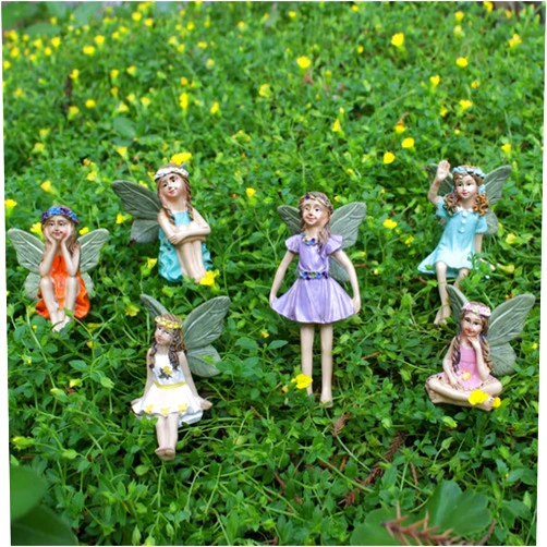 Generic Fairy Decorative Garden Stake Fairy Decorations 6 Pcs Miniature Fairies Accessories Mini Figurines with Stick Little for Indoor Planter Plant Supporter,Outdoor Garden Patio Decor (Mult, 6Pcs Set)