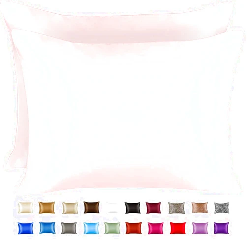 SHOPBEDDING Luxury Satin Pillowcase for Hair – Standard Satin Pillowcase with Zipper, Pink (Pillowcase Set of 2) – Blissford