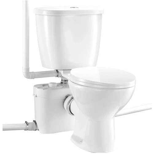 VEVOR Macerating Toilet System with Powerful 700W Macerator Pump, Rear Discharge and Upflush Toilet For Basement, Dual Flush Water Disposal, Macerating Toilet System Kit with 3-Inlet, Space Saving