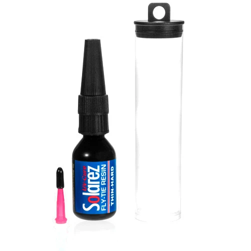 SOLAREZ Fly Tie UV Cure Resin Thin Hard Formula (0.5 oz Bottle) ~ Thin-Hard Fly Tying Cement, Fly Fishing Lures, Easily Build Durable Fly Heads and Bodies ~ Made in The USA