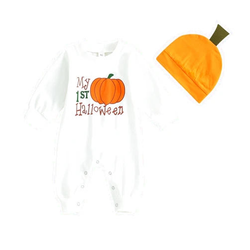 YINGISFITM My First Halloween Baby Boy Outfit Newborn Girl Pumpkin Jumpsuit Letter Romper 1st Halloween Cute Clothes