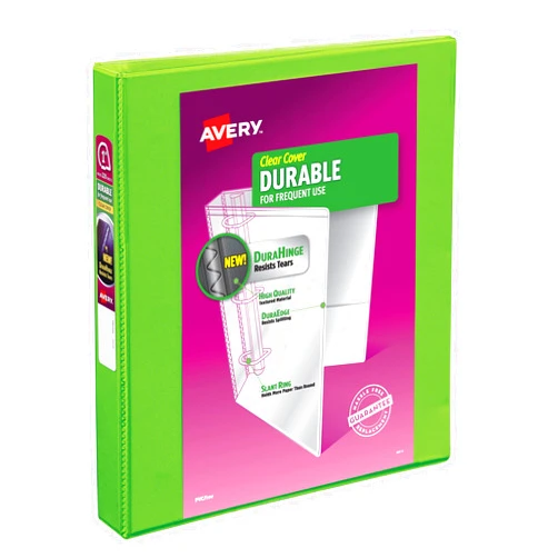 Avery Durable View 3 Ring Binder, 1 Inch Slant Rings, 1 Green Binder (17832)