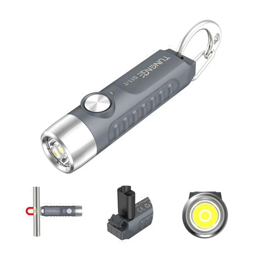 TUNENGE S11-T Rechargeable Keychain Flashlight, 500 High Lumens EDC Mini Flashlight with Magnet, LED Pocket Light Suitable for Outdoor, Camping, Hiking