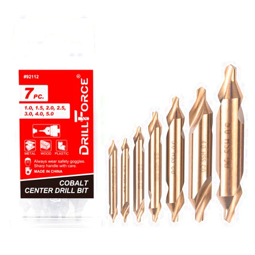 VALYRIANTOOL 7PCS Cobalt Center Drill Bits Set, M35 High Speed Steel 60-Degree Angle Center Drill Bits Kit Countersink Tools for Lathe Metalworking Size 1.0 1.5 2.0 2.5 3.0 4.0 5.0