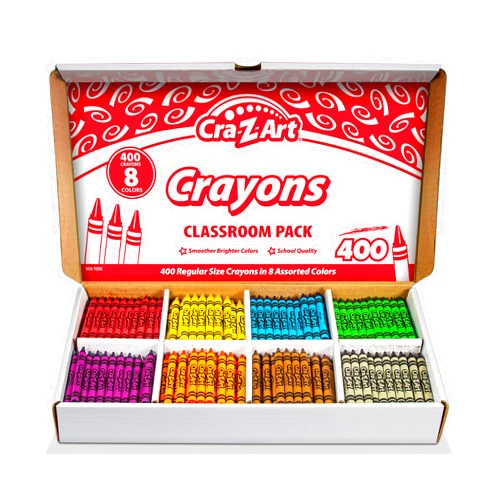 Cra-Z-art Crayon Bulk Class Pack 400ct 8 Assorted Colors, Back To School Supply List Essential, Bulk Pack for School Supply Rooms and In Class For Teachers
