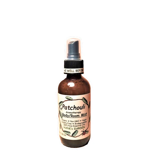 Hank's Garden PATCHOULI Aromatherapy Body and Room Spray Mist - (pogostemon cablin) - Cruelty Free,100% Pure Essential Oils, Organic, Vegan, Biodegradable, Non GMO, No Palm Oil (4 oz)