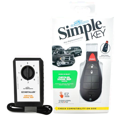 Car Keys Express Simple Key Programmer with Interchangeable 4 Button Keypad, Key Replacement Kit for Chrysler, Dodge, Jeep, Ram, and Volkswagen Vehicles