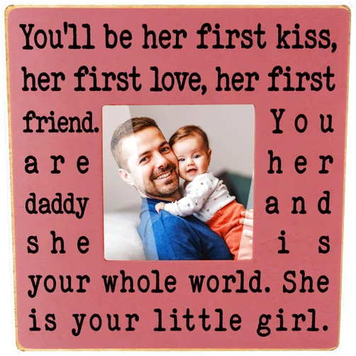 THYGIFTREE First Time Dad Gifts from Daughter Wife - New Dad Picture Frame for Father's Day, Birthday, Christmas, Valentine's Day - Daddy to be and Me 4x4 Girl Dad Frame for Expecting Father