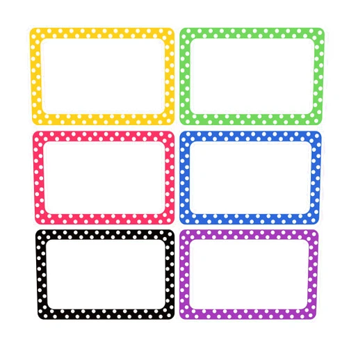 CUALFEC 300 Cute Dot Name Tag Stickers Colorful Border Name Labels for School, Office, Home Can Be Used on Clothes, Storage Boxes, Packages - Updated Stronger Stickiness