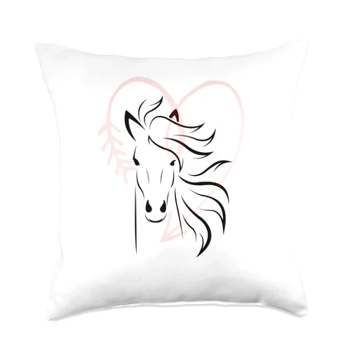 Pferde Shirt Mädchen Reiten Damen Bekleidung Women's Shirt for Riders and Horse Lovers Throw Pillow, 18x18, Multicolor