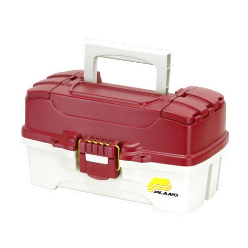 Plano 1-Tray Tackle Box with Dual Top Access, Red Metallic/Off White, Premium Tackle Storage (620106)