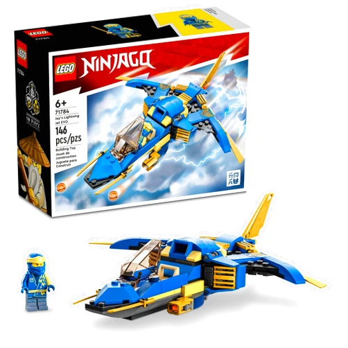 LEGO NINJAGO Jay’s Lightning Jet EVO 71784, Upgradable Toy Plane, Ninja Airplane Building Set, Collectible Birthday Gift Idea for Grandchildren, Kids, Boys and Girls Ages 7 and Up