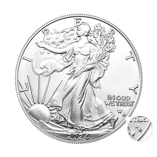 Generic 2024 American Silver Eagle 1 oz Coin, Star Privy Mark, BU, .999 Fine Silver