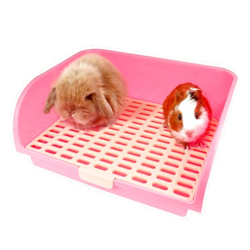 Hamiledyi Large Rabbit Litter Box Corner Bedding Box Chinchilla Toilet Trainer Square Potty Pet Pan for Adult Guinea Pig, Galesaur.Ferret and Other Animals