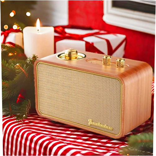 TRENBADER Portable Bluetooth Speaker Retro Wireless Speaker Wood Vintage Small Bluetooth Speaker with Radio AM/FM Retro Decor Speaker With Aux Input Classic Wooden Speaker For Gift Travel Office Home(Wooden)