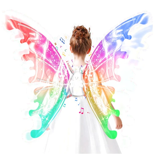 Maysida Electric Fairy Wings for Girls, Light Up Moving Butterfly Wings with LED Lights and Music, Toy for Kids as Halloween Valentine Birthday Christmas Party Costume Princess Cosplay Dress Up Gift