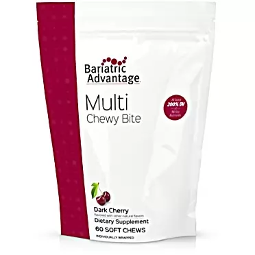Bariatric Advantage - Multi Chewy Bite Soft Chew Multivitamin for Bariatric Patients, Gastric Bypass, Bariatric Sleeve, 60 Count, Gluten-Free, Dark Cherry Flavor