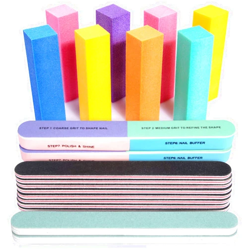 FANDAMEI Nail Files and Buffers, 20PCS Professional Manicure Tools Kit. Rectangular Nail Buffer Block & 100/180 Grit Nail File, 7 Way Nail File & Nail Polishing Buffer. Nail Care Tool