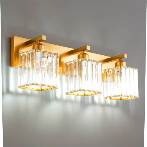 ZHLWIN Modern Gold Crystal Bathroom Vanity Light 3-Lights Modern Bathroom Wall Light Gold Bathroom Vanity Light Fixtures 002 Gold 3-Light