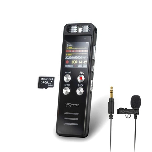TCTEC 96GB TCTEC Digital Voice Recorder with 7000 Hours Recording Capacity, Audio Noise Reduction, Sound Tape Recorder with Playback, Clip-on Mic Dictaphone for Meeting, Lecture