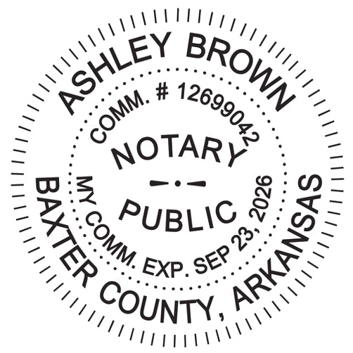 Rubber Stamp Creation MaxMark Round Notary Stamp for State of Arkansas- Self Inking Stamp - Top Brand Unit with Bottom Locking Cover for Longer Lasting Stamp - 5 Year Warranty