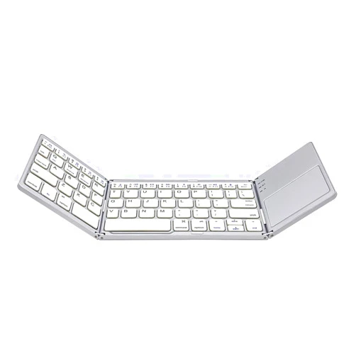 AURTEC Foldable Bluetooth Keyboard with Touchpad, Rechargeable Portable Wireless Mini Keyboard for PC Tablet, Samsung, Android, iOS, Smartphone-Dark Silver