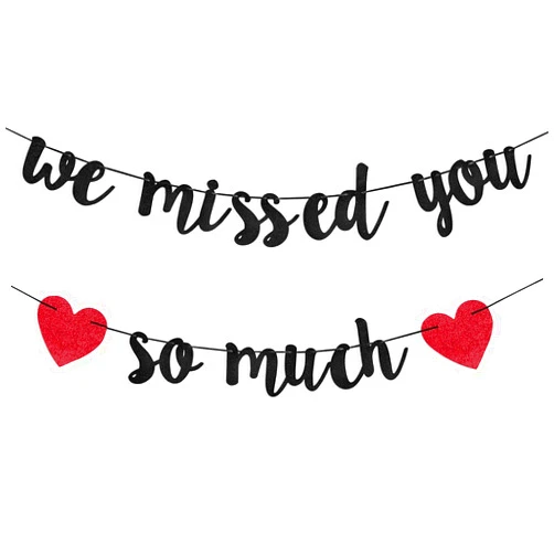 URYYRIT Welcome Home Decorations We Missed You So Much Banner, Black Glitter Welcome Back Banner Welcome Home Sign Family Reunion Sign Deployment Party Decorations, Returning Military Army Homecoming Party