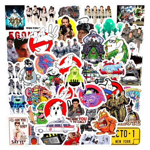 Meet Holiday 50PCS Ghostbusters Sticker Set, Waterproof Vinyl Decals, Anime Character Collection for Laptop, Water Bottle Gifts Birthday Decorations (Red)