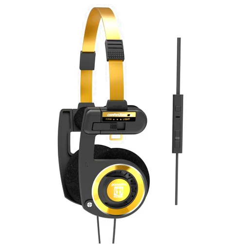Koss Porta Pro Limited Edition Black Gold On-Ear Headphones, in-Line Microphone, Volume Control and Touch Remote Control, Includes Hard Carrying Case, Wired with 3.5mm Plug, Black and Gold
