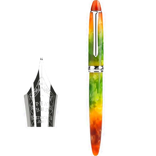 Lanxivi Penbbs 308 Cigar Shape Autumn leaves Acrylic Fountain Pen Fine Nib with Conveter and Pen Case Set