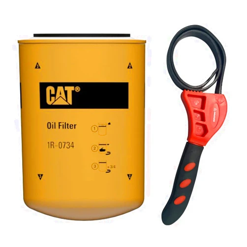 IndustrialHD Caterpillar 1R-0734 Engine Oil Filter w/IHD Strap Wrench Bundle (1)