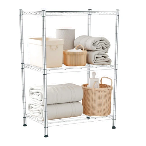 Land Guard Height-Adjustable Chrome Storage Racks and Shelving, 3-Tier Wire Shelf, Metal Rack Shelving, Narrow Storage Rack for Laundry Bathroom Kitchen Pantry Closet (16”L x 12”W x 30”H)…